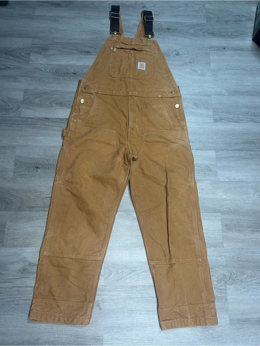 Carhartt Men's Unlined Duck Bib Overalls Sz 36x32 Slight Distressing Barely Used